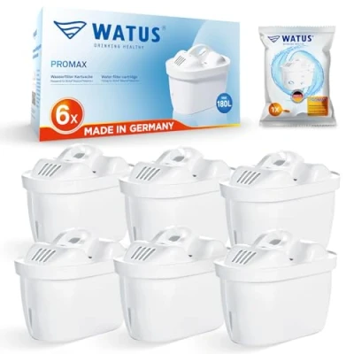 Image of Watus Water Filter Cartridges, for Brita Maxtra+ Plus and Maxtra Pro, Replacement Series Reduces Lead, Chlorine, Heavy Metals limescale in Water. Made Germany (6)