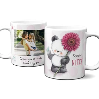 Image of Thoughtful Gifts Niece Mug Personalised Photo Cup NieceBirthday Gift Present for Birthday Christmas Cute Fast Delivery Add and Message