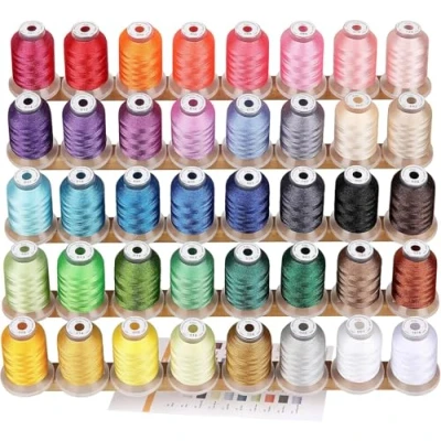 Image of New brothread 40 Brother Colours Polyester Machine Embroidery Thread Kit 500M (550Y) Each Spool for Babylock Janome Singer Pfaff Husqvarna Bernina and Sewing Machines
