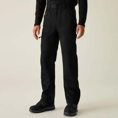 Image of Regatta Men Professional Pro Action Hardwearing Water Repellent Multi Pocket Trousers Black, Size: 46&quot;