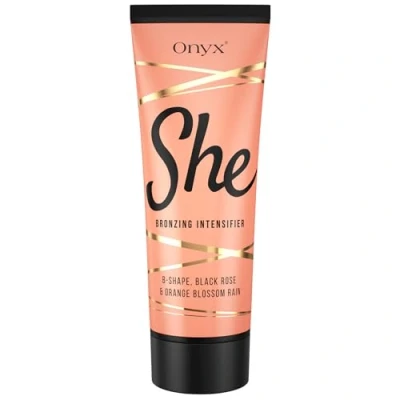Image of Onyx SHE Bronzing Sunbed Tanning Accelerator Cream (200 ml), Deep Tan Enhancer with Anti cellulite Benefits, Achieve a Natural Skin from Effective in Sunbeds &amp; Outdoor Sun