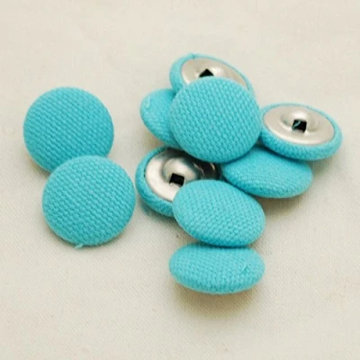 Image of 10 Fabric Covered Buttons Turquoise Blue 1.4cm
