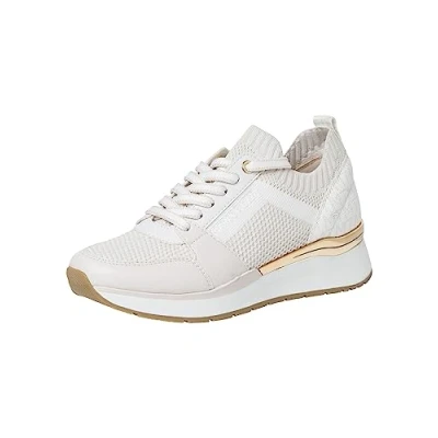 Image of MARCO TOZZI Women&#039;s Wedge Heel, Replaceable, Soft Feel me Footbed, Ideal for Business and Leisure 2 23716 20 Sneaker, Cream Comb 04, 7.5 UK