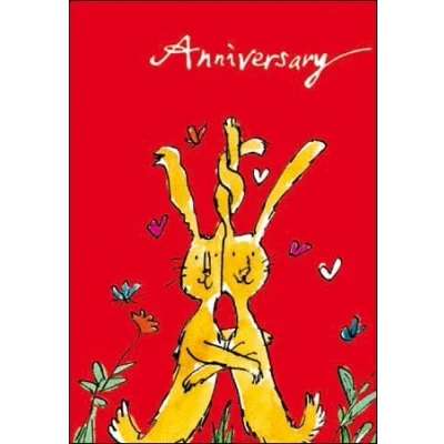 Image of Woodmansterne Anniversary Card (7335) Quentin Blake Rabbits in Love by
