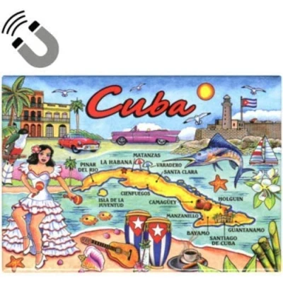 Image of Cuba Map Caribbean Fridge Collector&#039;s Souvenir Magnet 2.5&quot; X 3.5&quot;