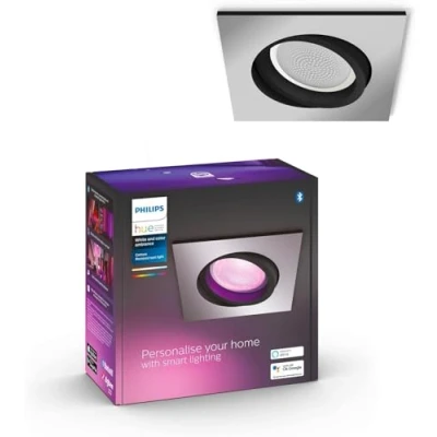 Image of Philips Hue Centura White and Colour Ambiance Smart Spotlight [Silver Square] with Bluetooth, Works Alexa, Google Assistant Apple Homekit