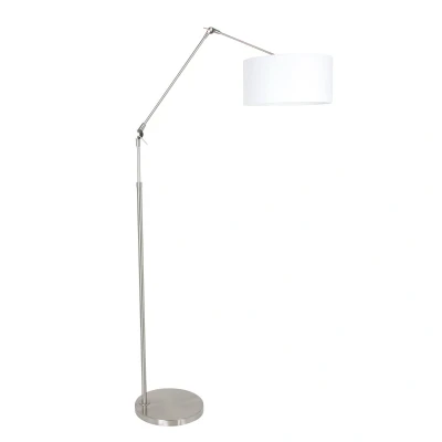 Image of Prestige Chic Floor Lamp with Shade Steel Brushed, Chintz White