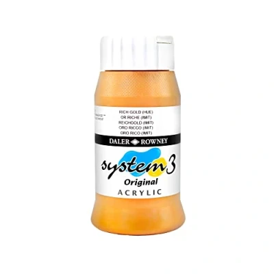 Image of Daler Rowney System3 Acrylic Paint, Plastic Pot, 16.91oz 500 ml, Rich Gold Imitation