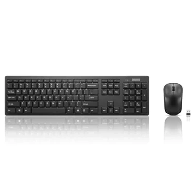 Image of Lenovo 100 Wireless Keyboard and Mouse Combo Cordless Set with Spill Resistant Quiet Keys 3 Zone Ambidextrous Compact Design USB Black
