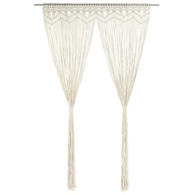 Image of vidaXL Macrame Cotton Curtain Cream Colored Room Divider, Window or Door Drape, Washable at 30C, 140x240 cm for Home Shop Use