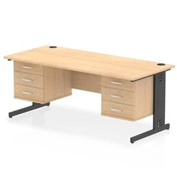 Image of Impulse 1800x800 Desk Maple/Black Cable Managed 2x3 Drawer Fixed Ped