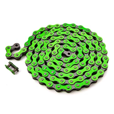 Image of KHE BMX/Fixie Chain 1/2 Inch x 1/8 112 Links Left Only 385 g with Lock I4 Many Colours (Green)