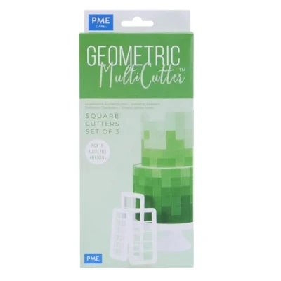 Image of PME GMC144 Geometric MultiCutters for Cake Design Square Small, Medium &amp; Large Size, Set of 3, White