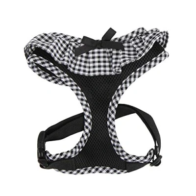Image of Puppia Vivien Dog Harness small Super soft and comfortable in many colours Checkered edges Also usable as Puppy Anti Pull Lead, Black, XS