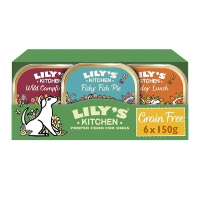 Image of Lily&#039;s Kitchen Natural Adult Dog Food Wet Trays Complete Grain Free Multipack Chicken, Fish &amp; Venison (6 x 150g)