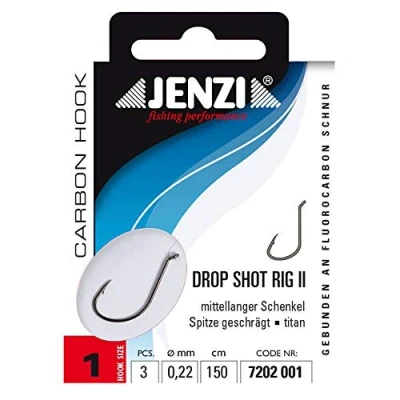 Image of Jenzi Drop Shot Rig II Wide Gap Leader with Hooks 150 cm Pack of 3 #2/0