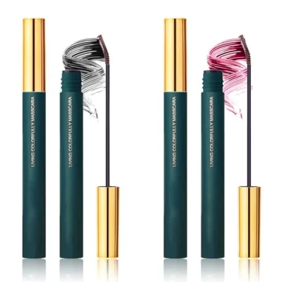 Image of Benaewa 2 Pcs Burgundy Mascara &amp; Black Mascara, Fine Wand Waterproof Eyelash Essence, Long Lasting Length Eyelashes Make Up
