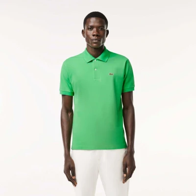 Image of Lacoste Mens Petit Piqué Cotton Polo Shirt in Mint Size Small