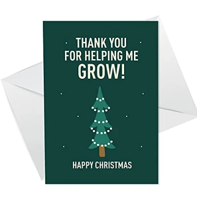 Image of Funny Thank You For Helping Me Grow Christmas Card Teacher From Child