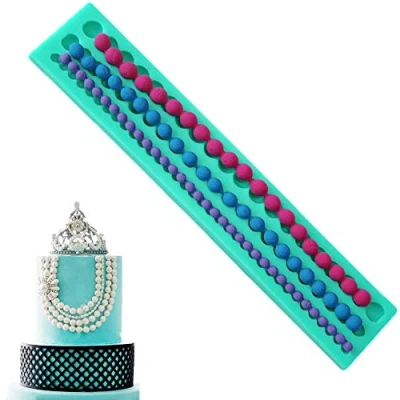 Image of Chostky DIY Silicone String of Pearl Fondant Cake Sugar Cookies Paste Bead Dessert Lace Sneak Chocolate Mold Clay Silica Gel Mould Decorating Baking Tools