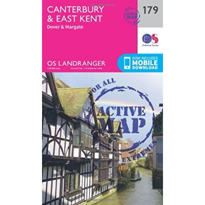 Image of Landranger Active 179 Canterbury &amp; East Kent, Dover Margate Map With Digital Version