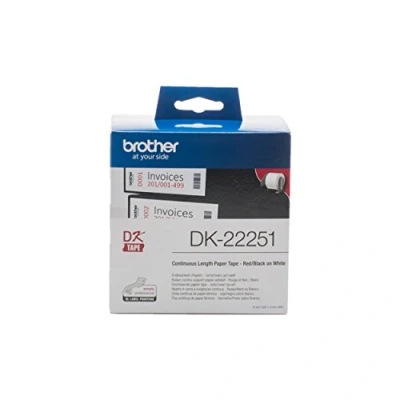 Image of Brother Paper Labelling Roll 62mm x 15m Black Red on White DK 22251