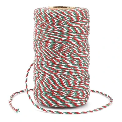 Image of jijAcraft Christmas String, 328 Feet Red Green and White Bakers Twine 2MM Heavy Duty Packing String for DIY Crafts, Decoration, Gift Wrapping, Craft Wrapping