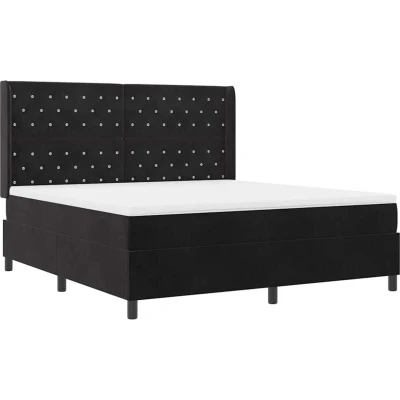 Image of vidaXL Box Spring Bed with Mattress &amp; LED Black 180x200 cm Velvet