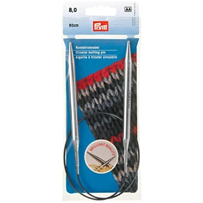 Image of Prym Circular Knitting Needle, Brass, Silver, 8 mm