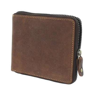 Image of VISCONTI Hunter Zip Round Oiled Leather Bullet Wallet RFID Blocking 702 Oil Tan