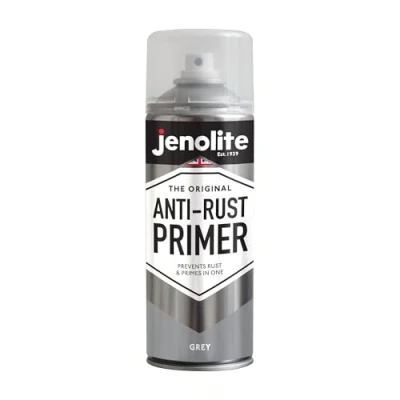 Image of JENOLITE Anti Rust Primer Spray Paint GREY 400ml High Performance Metal &amp; Corrosion Protection For Cars, Radiators, Garden Furniture More