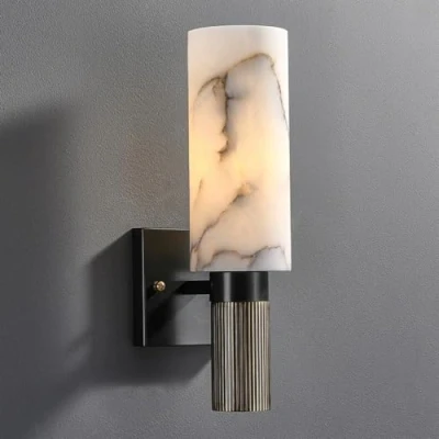 Image of ZHNPJE Modern Minimalist Marble Wall Light Bar White Black Gold Sconce Brass Mid Century Linear Hallway Lamp Long Vanity Fixture for Bathroom Bedroom Living Room Foyer