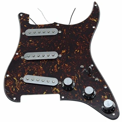 Image of KAISH Loaded American ST/Strat Style SSS Pickguard Prewired Pick Guard With Ceramic Pickups for Stratocaster/Strat Dark Tortoise Chrome Covers and Knobs
