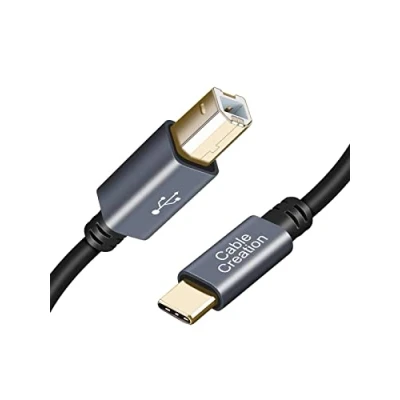 Image of CableCreation USB B to C Printer Cable 2m, Durable for Mac MacBook Pro MIDI Yamaha Casio Digital Piano Controller DJ Black