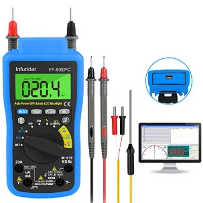 Image of Digital Multimeter,Infurider YF 90EPC 4000 Counts Auto ranging Voltmeter Ammeter DMM for AC DC Volt,Amp,Ohm,Cap,Temp,Battery Test with USB Connect to PC
