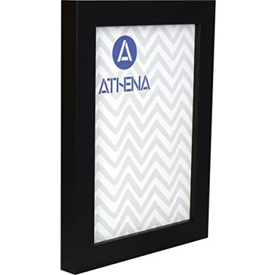 Image of Athena Matt Black Block Premium Wood Picture Frame (12&quot; x 10&quot;) Portrait or Landscape Photo with Clear Styrene Sheet &amp; Wall Mounted Hook for Photos, Pictures, Posters, Certificate