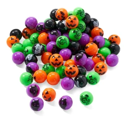Image of THE TWIDDLERS 85 Assorted Colourful Magic Bouncy Balls Halloween Party Favours Toys &amp; Decorations, Kids Trick Treaters Bag Fillers