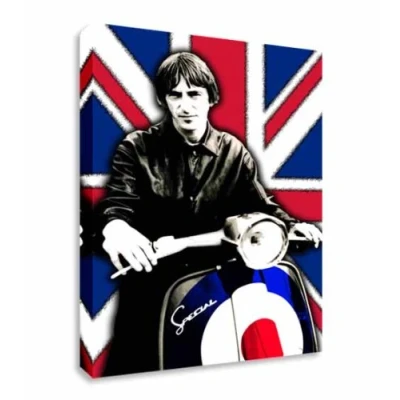 Image of Paul Weller Vespa Union Jack Wall Picture Canvas Art Cheap Print 12x16 inches