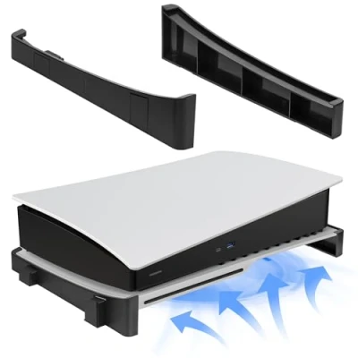Image of kwmobile Stand Compatible with PS5 Precise Fit for Digital Edition Console and UHD Disc Version Easy Set Up Horizontal Enhanced Airflow Mount Shelf