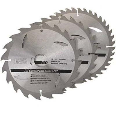 Image of 3 Pack 180mm x 30mm TCT Circular Saw Blades 20, 24, 40 Teeth 20 &amp; 16 Ring Loops