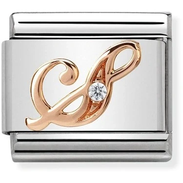 Image of Nomination Classic Rose Gold CZ S Letter Charms