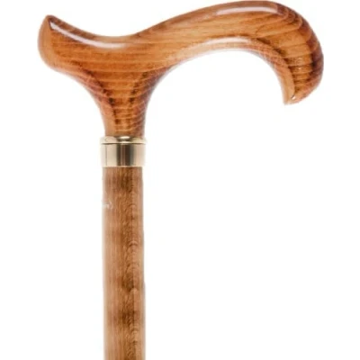 Image of Gents Wooden Scorched Derby Cane with Collar Walking Stick 91.5cm (36&quot;) Height