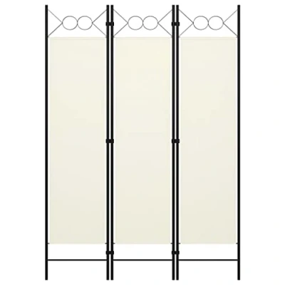 Image of &quot;vidaXL 3 Panel Room Divider in Cream White Freestanding Privacy Screen with Elegant Circle Design 100% Polyester Fabric and Powder Coated Iron Frame 120x180 cm&quot;