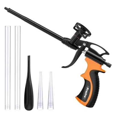 Image of Foam Gun, Preciva Upgrade Foaming Heavy Duty Expanding PU Gun Filler Spray Applicator Polyurethane Caulking for Filling, Sealing,