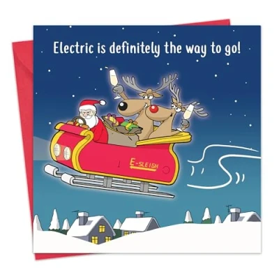 Image of Twizler Funny Christmas Card Electric Sleigh Merry Cards Xmas Mens for Him Husband Dad Son Womens Her Wife Mum Daughter