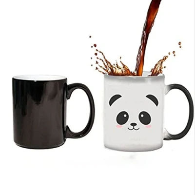 Image of Qiuerte 1PCS Panda Heat Changing Mug, Funny Ceramic Coffee 11 oz Sensitive Color Mug Cup, Cute Xmas Gift for Women Men Kids