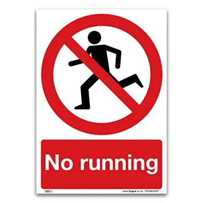 Image of No running Sign A5 1mm Rigid Plastic Prohibition Safety Information