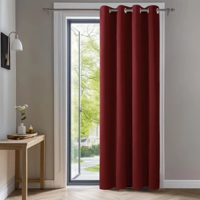 Image of Deconovo Solid Window Treatment Thermal Insulated Blackout Curtain Eyelet Noise Reduction for Christmas W55 x L102 Inch Red 1 Panel