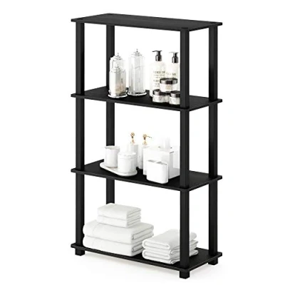 Image of Furinno Turn S Tube 4 Tier Multipurpose Shelf Display Rack with Square Tube, Americano/Black