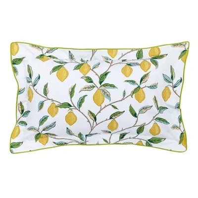 Image of Morris &amp; Co Lemon Tree Oxford Pillowcase Leaf Green